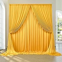 10 ft x 20 ft Wrinkle Free Mustard Backdrop Curtain Panels, Polyester Photography Backdrop Drapes, Wedding Party Home Decoration Supplies
