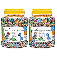 2 Buckets of Fuse Beads, 46,000 pcs 5mm Beads for Kids Crafts, 30 Colors Iron Beads with 6 Pegboards, 10 Ironing Paper, 20 Patterns, Gifts for Birthday Christmas, Multicolor Beads Refill Kit