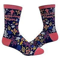 Crazy Dog T-Shirts Women's Awesome Mom Socks Cute Mothers Day Flowers Novelty Footwear For Mama