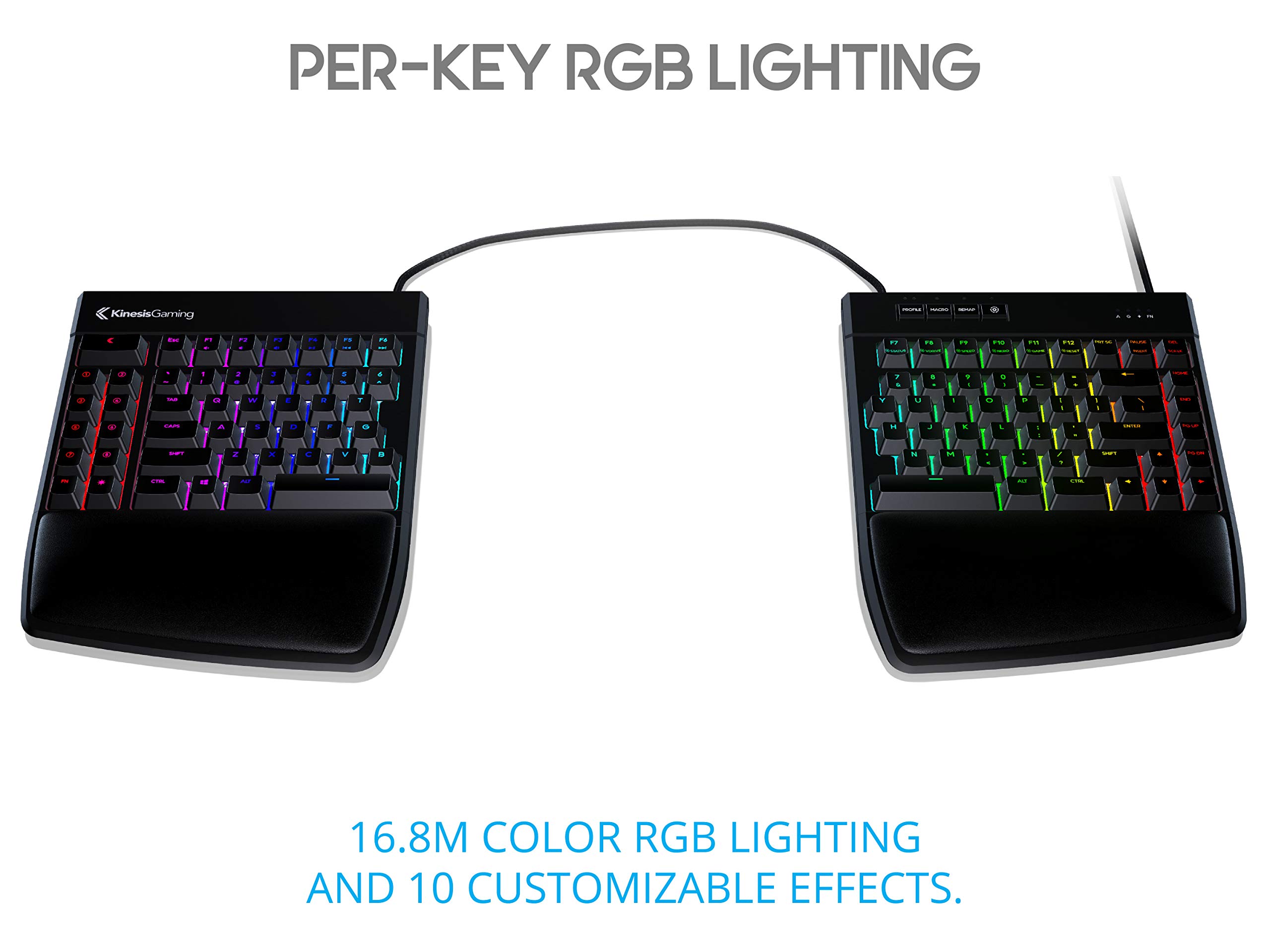 KINESIS Gaming Freestyle Edge RGB Split Mechanical Keyboard | Cherry MX Speed Silver Switches | RGB | Ergonomic | Detachable Palm Support | Fully Programmable | TKL | Available Tenting