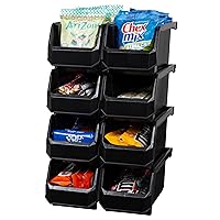 Plastic Containers for Organizing and Storage Bins for Closet, Kitchen, Office, Toys, or Pantry Organization, Medium, 8-Pack, Black