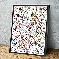 Medical Decorative Posters,Neural Connections Watercolor Print Abstract Medical Art Science Neurology Brain Psychiatry Therapy Art Doctor Poster Neuron Synapses,8x12 Inch Framed Wall Art
