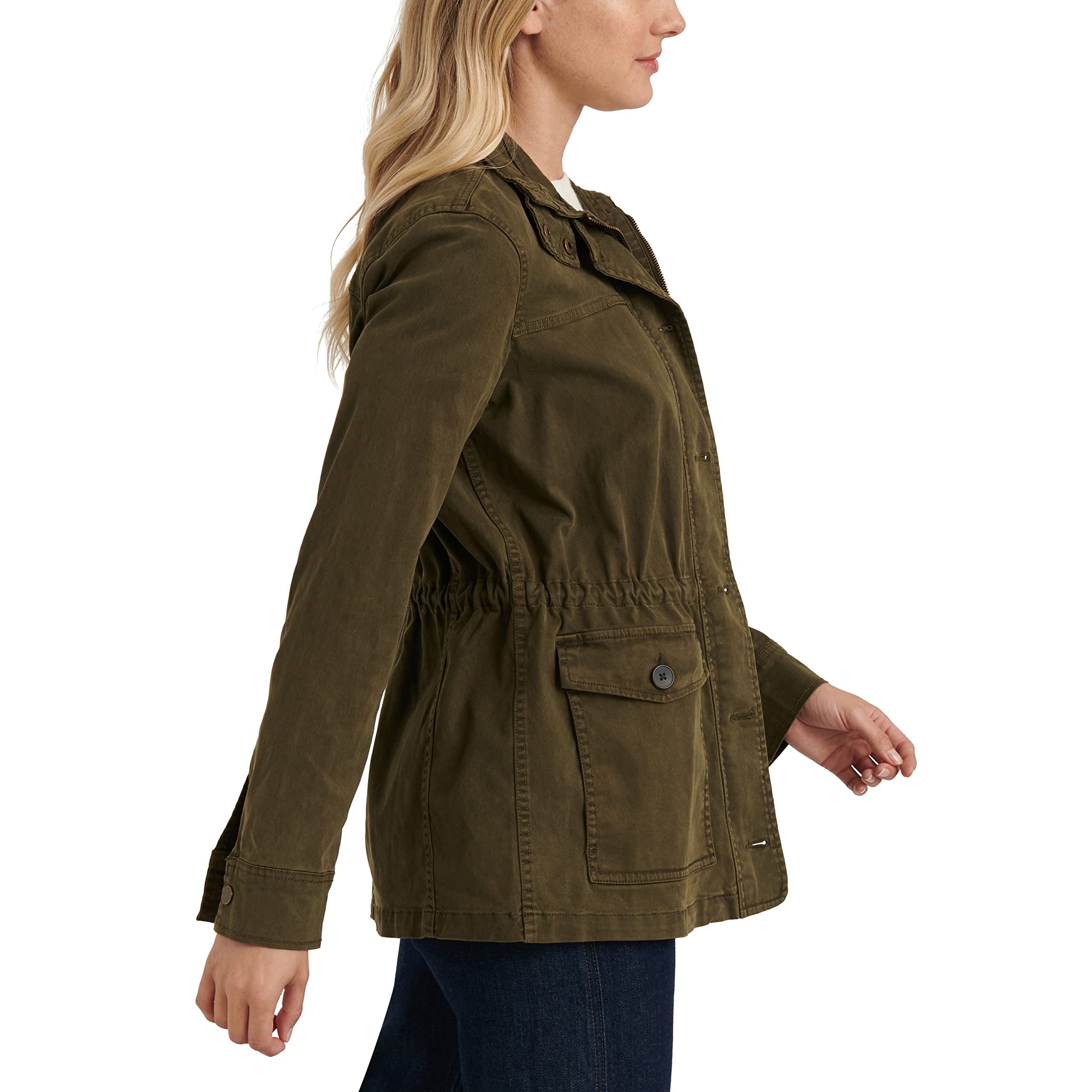 Lucky Brand Women's Long Sleeve Button Up Two Pocket Utility Jacket