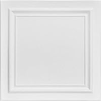 A La Maison Ceilings R24 Line Art Foam Glue-up Ceiling Tile (21.6 sq. ft./Case), Pack of 8, Plain White