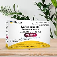 Rising Health - Lansoprazole Delayed-Release Capsules, USP - Treats Frequent Heartburn - 15 mg - 42 Count - Sodium Free - Tamper Evident Bottle