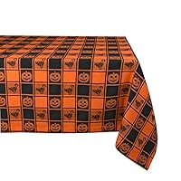 DII Halloween Party Tabletop Decor, Reusable & Machine Washable Cotton Fabric, Tablecloth, 60x84, Orange & Black Buffalo Check