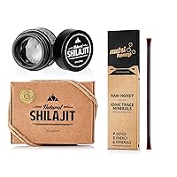 NATURAL SHILAJIT Resin - 20 Gram Shilajit Supplement with Fulvic Acid & Trace Minerals & Shilajit Honey Sticks 7 Count