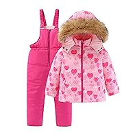 C2M Girl's Winter 2 Piece Snowsuit Thick Padded Ski Jacket & Pants Set for Cold Weather