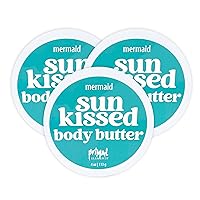Primal Elements Sunkissed Body Butter with Coconut Oil, Shimmering Moisturizer for Ultimate Hydration and Nourishment, Suitable for All Skin Types, Instant Glow – Mermaid, 3 pack (4 oz each)