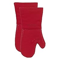 All-Clad Silicone Oven Mitts: Heat Resistant up to 500 Degrees - 100% Cotton & Silicone, 14
