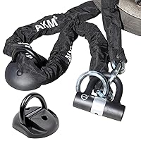 AKM Anti-Theft 10mm Thick 90cm/3ft Motorcycle Chain Lock and 14mm Security Heavy Duty Ground Anchor Wall Anchor with 4 Keys Security 16mm U Lock Disc Lock