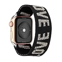 for Apple Watch Bohemia Elastic Nylon Loop Band 38/40mm 42/44mm Series 7/6/5/4/3/2/1 Man Women Watch Band (Color : Love, Size : 42mm-44mm)