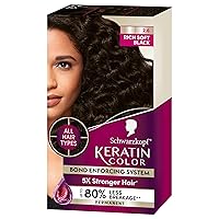 Keratin Color Permanent Hair Color, 2.6 Rich Soft Black, 1 Application - Salon Inspired Permanent Hair Dye, for up to 80% Less Breakage vs Untreated Hair and up to 100% Gray Coverage