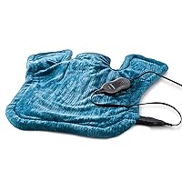 Heating Pad for Neck & Shoulder Pain Relief, XL Renue, 4 Heat Settings with Auto-Off, Blue, 25-Inch x 25-Inch, Sapphire