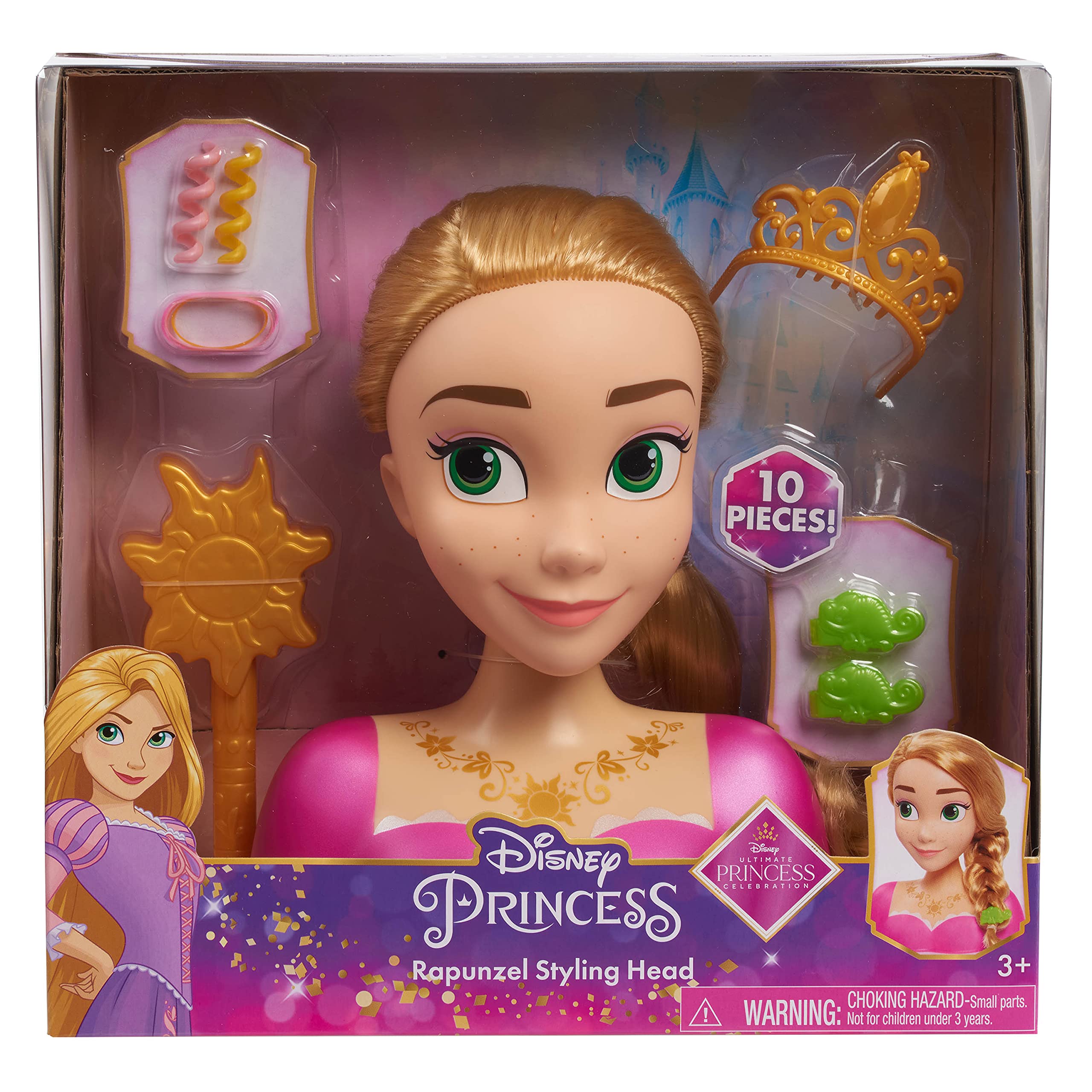 Disney Princess Rapunzel Styling Head, Blonde Hair, 10 Piece Pretend Play Set, Tangled, by Just Play Basic Rapunzel Styling Head Multi-color