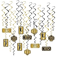 Beistle 24 Piece Roaring 20 Swirls 1920’s Theme Party Decorations Dangling Whirls, 17