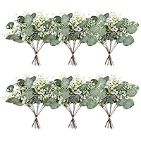 40 Pieces of Artificial Greening Eucalyptus stem Silver Dollar Eucalyptus Leaves Baby Eucalyptus Leaves Suitable for Family Wedding vase Center Bouquet Flower Arrangement (Green-Mixed)