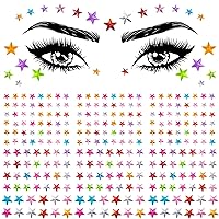 OIIKI 4 Sheets Colorful Star Face Gems Stickers, Face Eye Rhinestones Makeup Stickers, Women Makeup Jewels for Face, Rave Accessories for Parties, Festival, Daily Use