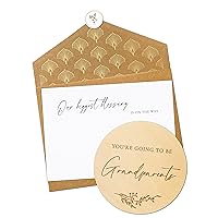 Jolicoon Pregnancy announcement wooden card - You're going to be grandparents with pocketfold envelope and seal sticker - Baby announcement grandparents