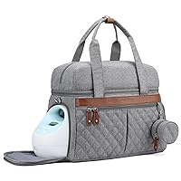 Breast Pump Bag, Diaper Bag Tote with 4 Cooler Pockets, Double-Layer Work Bag for Breastfeeding Mom fit 15'' Laptop