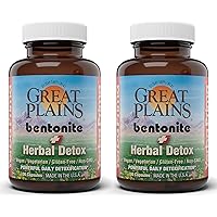 Yerba Prima Great Plains Bentonite Clay Caps Plus Herbal Detox (Pack of 2) - Food Grade - Liver & Colon Cleanse Supplement Capsules