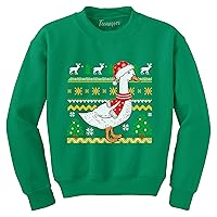 Christmas Duck Ugly Sweater Style Xmas Tree Reindeer Youth Girl Boy Long Sleeve T-Shirt