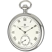 Charles-Hubert, Paris 3912-W Premium Collection Stainless Steel Pocket Watch
