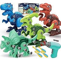 Officygnet Dinosaur Toys for 3 4 5 6 7 Year Old Boys, Take Apart Dinosaur Toys for Kids 3-5 5-7, STEM Construction Building Kids Toys with Electric Drill, Ideal Dinosaur Party Birthday