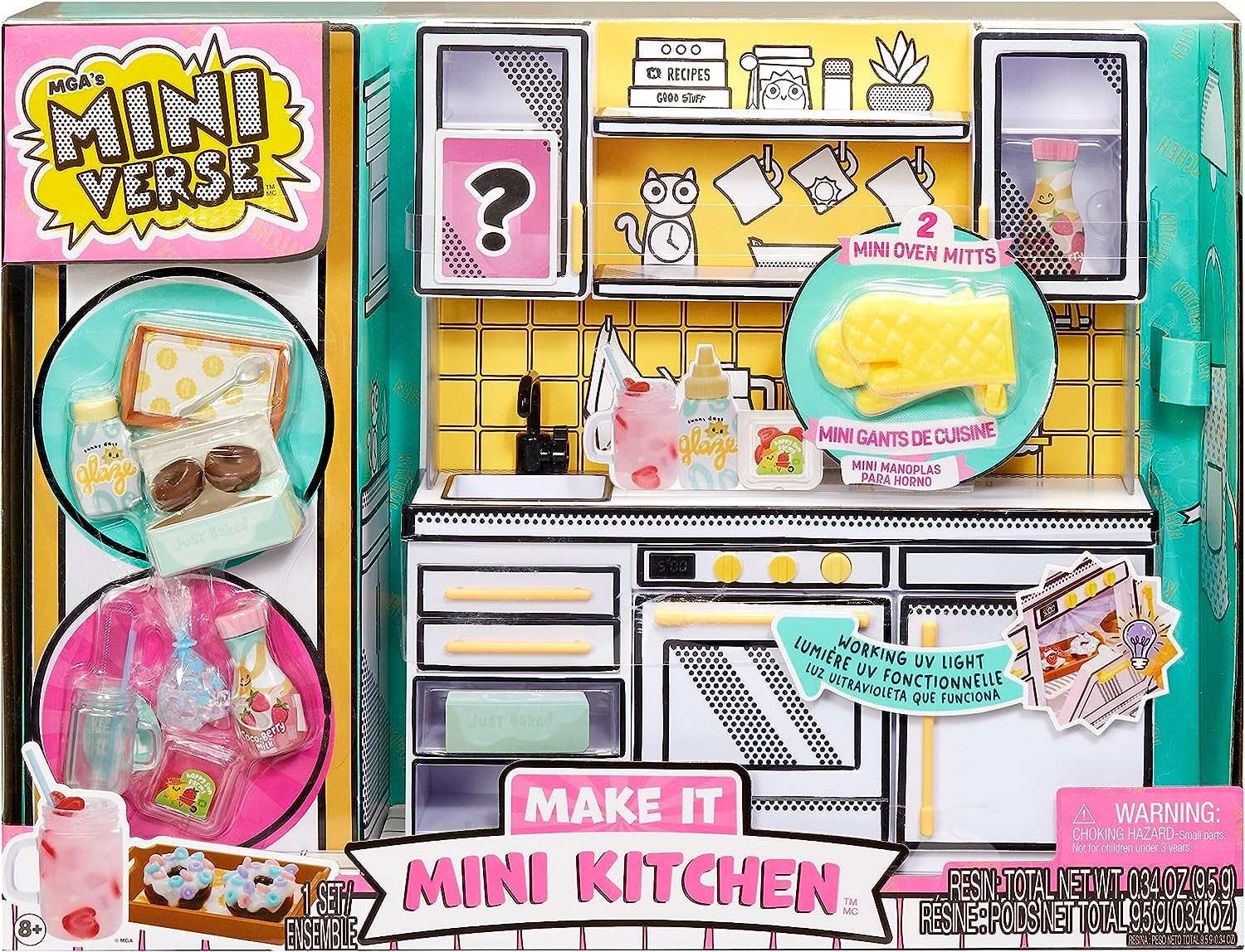 Make It Mini Kitchen MGA's Miniverse, Kitchen Playset, w/ UV Light, Collectibles, DIY, Resin Play, Exclusive, Mystery Recipe, Mini Oven Mitts, NOT EDIBLE, 8+