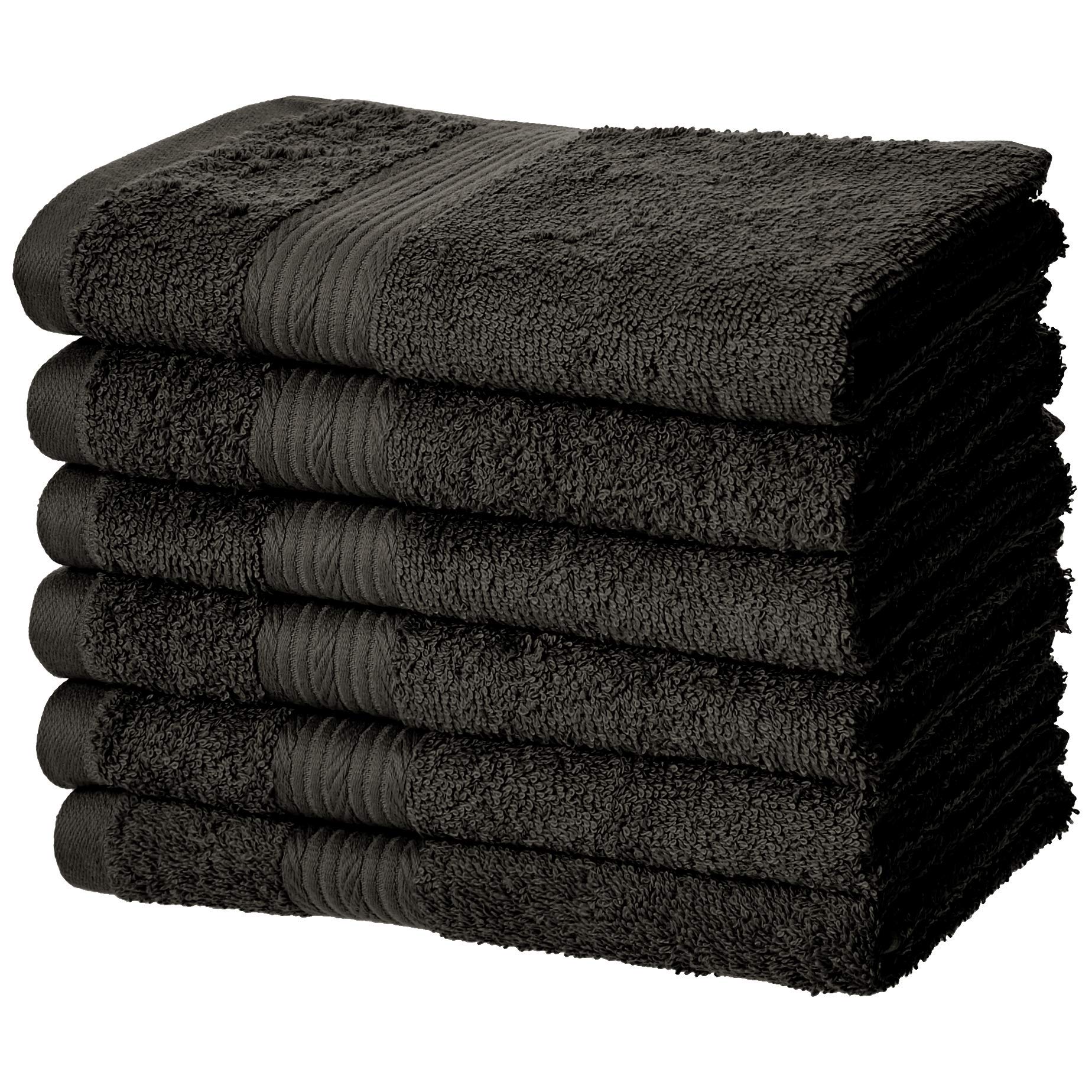 Amazon Basics Fade Resistant Cotton Washcloth, Black - Pack of 6