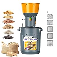 Grain Mill Corn Grinder, 1000w Electric Feed Grinder Dust-Free Dry Cereals Grinder with Detachable Hopper & 5 Sieves for Farm Home 6.6 Gallons (25L)