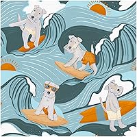 HAOKHOME 99055 Dog Wallpaper Stick and Peel Wave Removable Wall Paper Blue/Orange Vinyl Stick on Wall Mural Decor 17.7in x 9.8ft