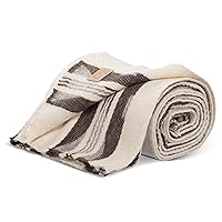 Juniper Heavyweight, Unbleached 100% Wool Blanket - Natural Cream and Brown Stripes, 60 x 80 Inches