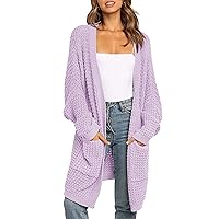 MEROKEETY Women's Oversized Long Batwing Sleeve Cardigan Waffle Knit Sweater Coat