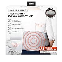 Calming Heat Back Wrap Deluxe by Sharper Image- Electric Back Heating Pad with Customizable Inflatable Lumbar Support, Soothing Heat, & Massaging Vibrations- 27 Settings 3 Heat, 9 Vibration, 3 Lumbar