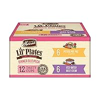 Merrick Lil’ Plates Grain Free Dinner Duos Soft Natural Wet Small Dog Food Variety Pack, Beef and Chicken - (Pack of 1) 2.6 lb. Tubs