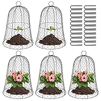 Coloch 5 Pack Garden Chicken Wire Cloche, 16x 13 Inches Black Dome Plant Protector Cover Strong Metal Garden Cloches Protecting Plants and Seedling from Animals