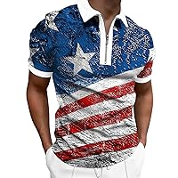 Men's American Flag Polo Shirt Men's Patriotic Golf Polo Shirt and Summer Fashion Leisure Seaside Beach Holiday 3D