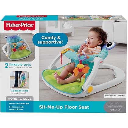 Fisher-Price Sit-Me-Up Floor Seat - Frog, Portable Baby Chair with Toys