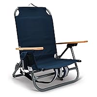 Sport-Brella SunSoul Folding Light-Weight Backpack Beach Chair,Cup Holders|Arm Rest|Foldable, Aluminum, Navy
