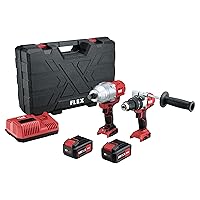 Flex Cordless Impact Drill PD2G 18-ECFC + Cordless Impact Wrench 18.0 V IW 3/4 Inch 18.0-EC (Includes 2 Batteries 5 Ah Charger, Includes Carry Case) 516228, Red