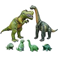 Jet Creations Family Party Gift Bundle 2 Dinosaur Inflatable + 4 Figure | 3ft+ T. rex Brachiosaur Blow up and 4” Figures | Great Toys Kids 3 Year and up | Stress Relief