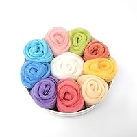 Cool Beans Boutique Needle Felting Wool Set of 10 Colors - Pastel Series, 8 Grams Each Color, Pastel (Wool-ZZ-Pastel-2)