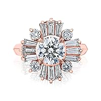 Kobelli Lab Grown Diamond (FG/VS) Ballerina Halo Engagement Ring 14k Gold