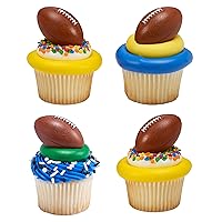 DECOPAC 3D Football Rings, Cupcake Decorations, Food Safe Cake Toppers – 24 Pack, Multicolor