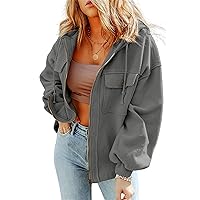 Zip Up Hoodies For Women Sweatshirt Fall Long Sleeve Loose Fashion Jacket Coat Casual
