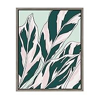 Sylvie Together Framed Canvas Wall Art by Alicia Schultz, 18x24 Gray, Retro Botanical Art for Wall