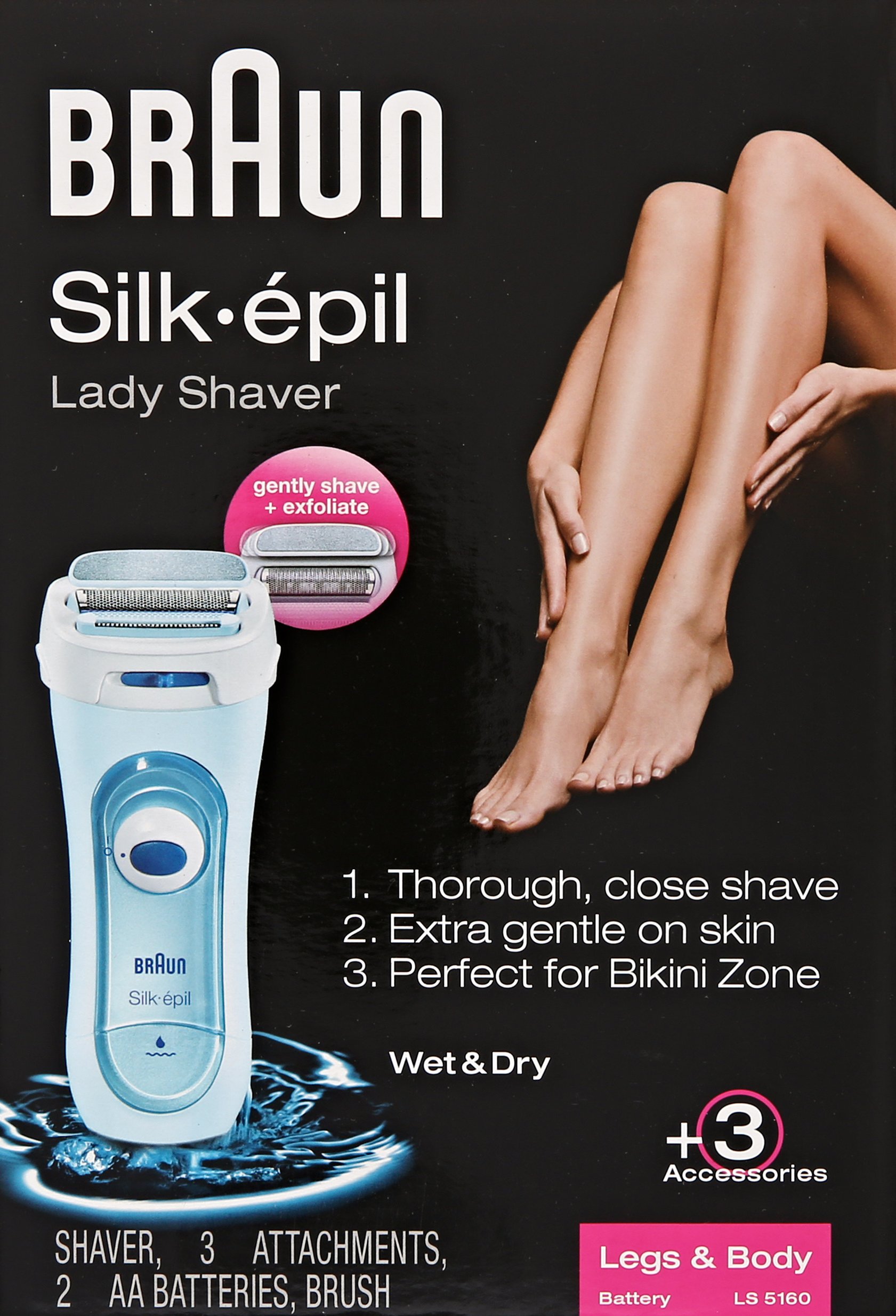 Braun Silk-épil LS5160WD Lady Shaver - Wet & Dry Cordless Electric Hair Removal Razor and Bikini Trimmer for Women