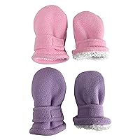N'Ice Caps 2 Pairs Baby Toddler Kids Fleece Mittens - Easy-on Sherpa Lined Pack