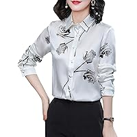 Women's Shirt Floral Print Long Sleeve Button up Casual Blouse Top
